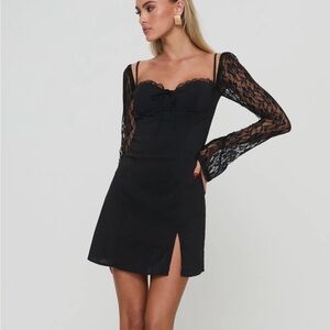 Princess Polly Ashwood Lace Sleeve Mini Dress in black